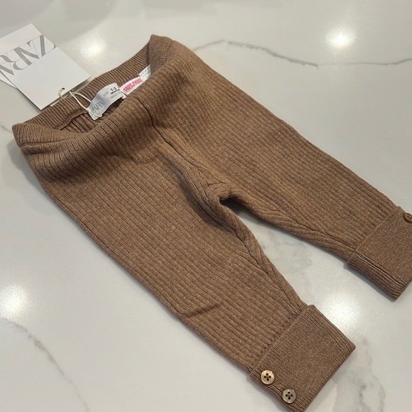 Zara Other - Zara knitwear taupe brown Rib KNIT LEGGINGS 1-3 months baby new with tags